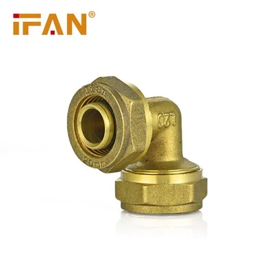 IFAN PEX messingkleurige elleboogcompressiefitting